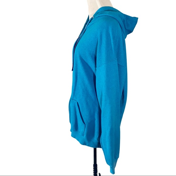 EverSoft Fleece Full Zip Hoodie Jacket Aqua Blue- Unisex - Picture 4 of 7